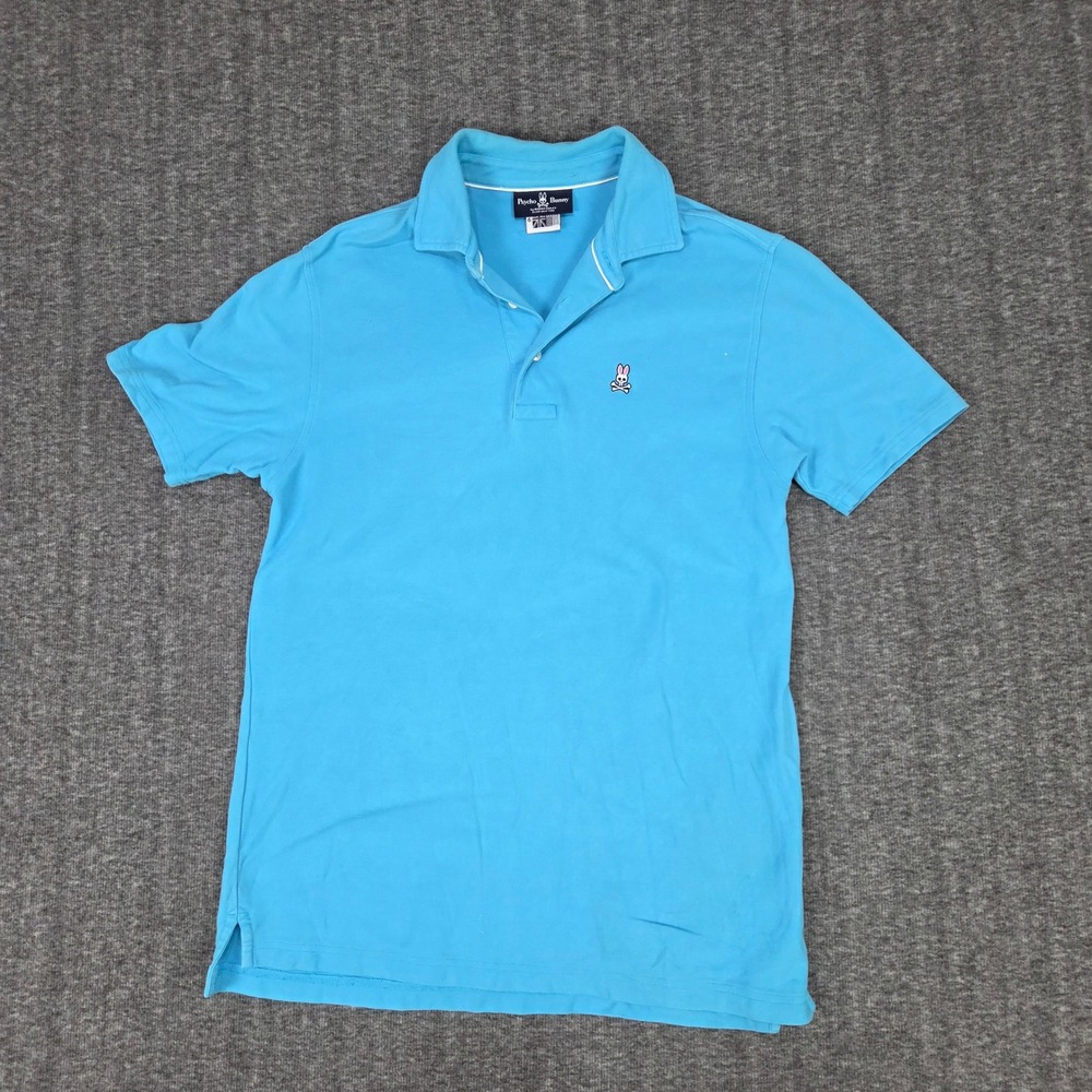 Psycho Bunny Polo Shirt Mens 6 Blue Short Sleeve Skull Bunny Logo